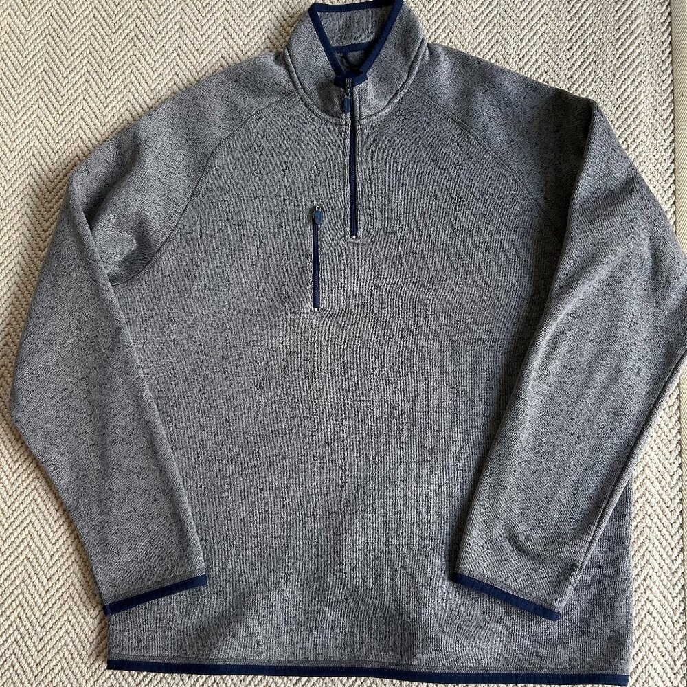 Johnnie-O Pullover Mens Large Light Grey Fleece 1/4 Zip Sweater